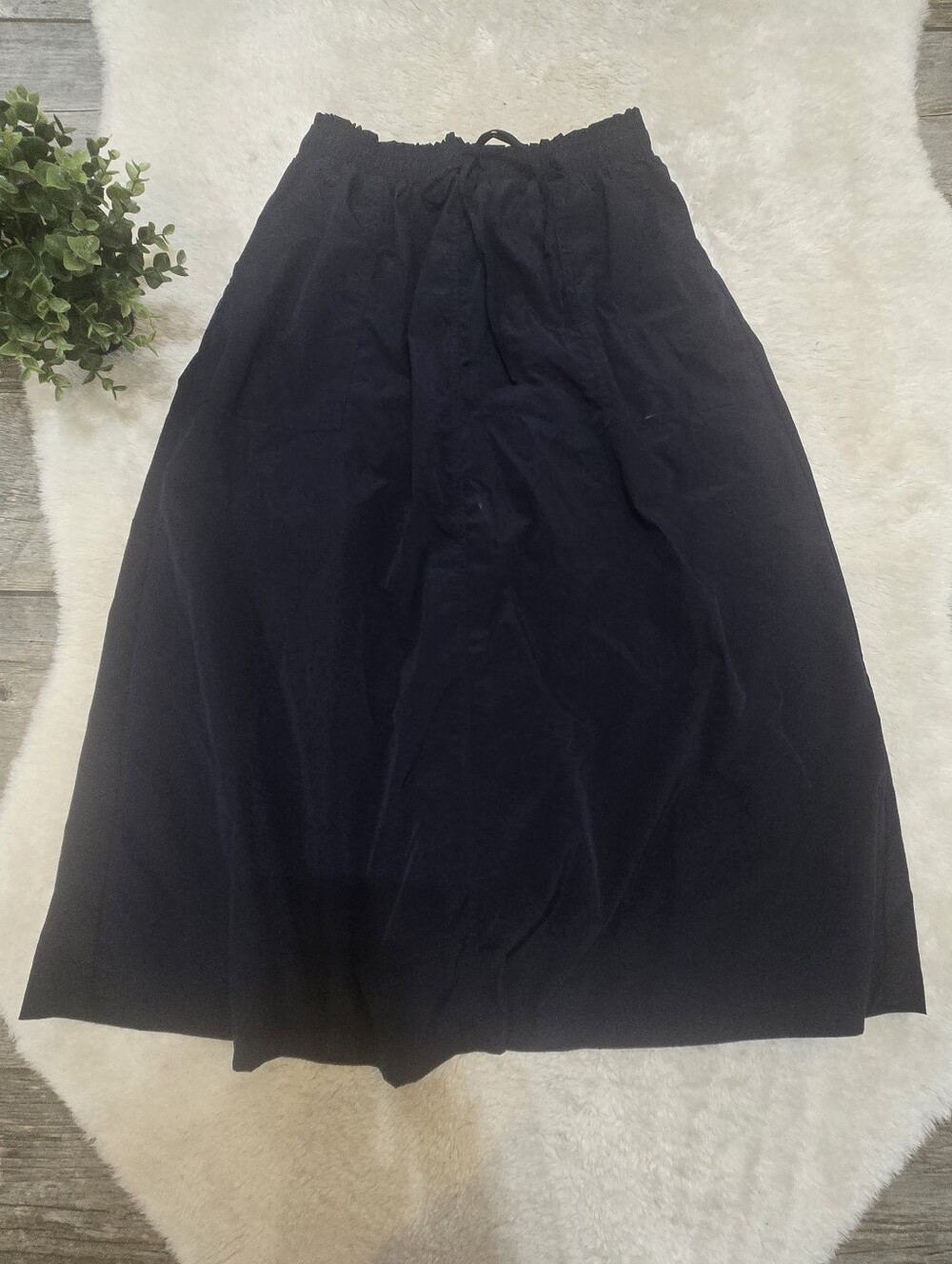 MELLODAY Navy Blue Pull-on A-Line Minimalist Classic Quiet Luxury Skirt, M
